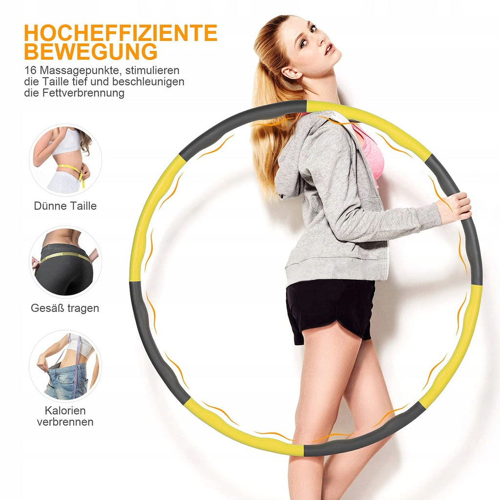 Cerc Hula Hop, Zola®, pentru antrenament fitness, diametru 85 cm, galben/gri