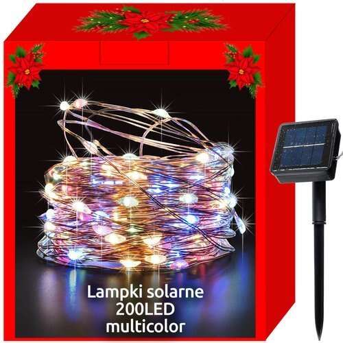 Instalatie de Craciun solara, Zola®, 200 mini leduri, 8 programe, multicolora, lungime totala 20 m, impermeabila