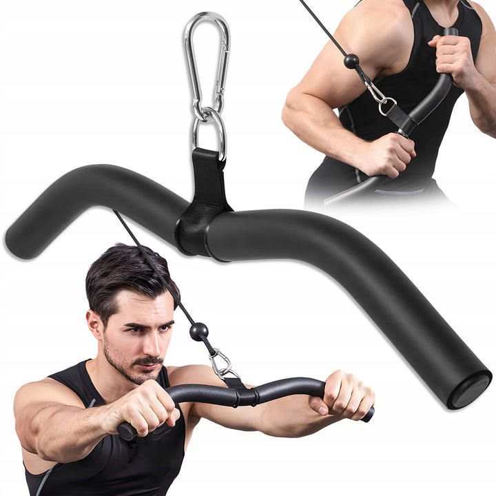 Bara de tractiune, Zola, pivotanta, 49 cm, pentru spate si triceps, din otel, neagra