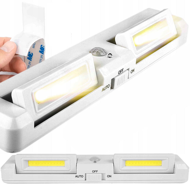 Lampa LED cu senzor de miscare , Zola, 1W, 4000K, alb neutru, raza detectare 3-5 m, unghi 90°, autoadeziva, 22 x 4.5 x 2.2 cm, alba