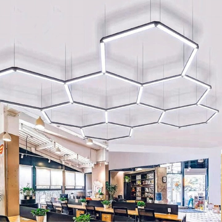 Panou modular LED honeycomb 8 hexagoane, Zola, 280 W, 6500 K, 140 lm, plastic PC, accesorii montare, 257 x 244 cm