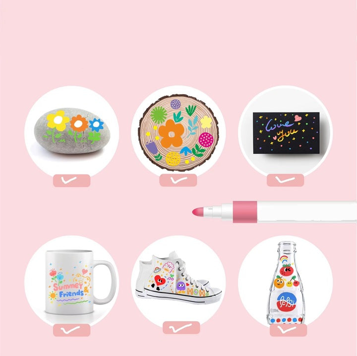 Set 60 markere acrilice, Zola, varf precis, pentru hartie, piatra, sticla, ceramica, lemn, textile, panza, uscare rapida, multicolore