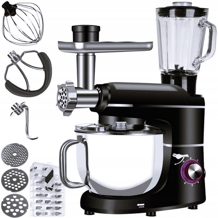 Mixer cu bol de 6.2 l din inox, 3 in 1, Zola®, 2200 W, cu tocator si blender, negru