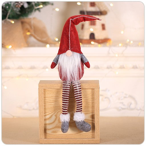 Figurina decorativa, pentru Craciun, Zola®, Spiridus, picioare lungi, 50x14 cm, rosu