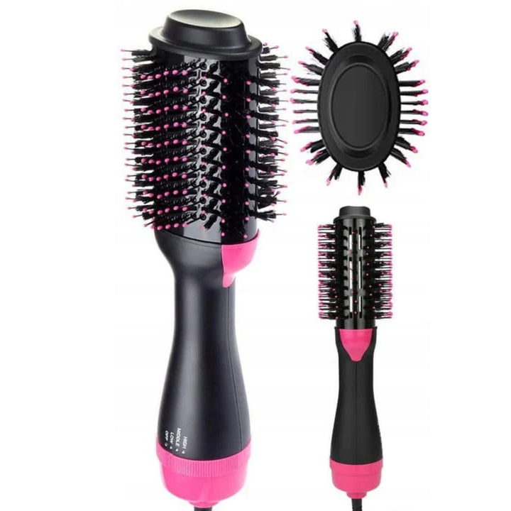 Perie multifunctionala pentru coafarea parului, UBX®, reglarea temperaturii, 230V, 1200W, 33x11x7 cm, negru/roz