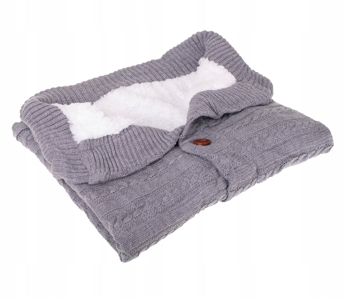 Sac de dormit bebelusi pentru carucior, Zola®, gri pufos, cu nasturi, 70 cm