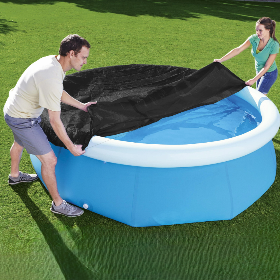 Prelata circulara pentru piscina, Bestway, 244 cm, PVC, orificii drenaj, negru