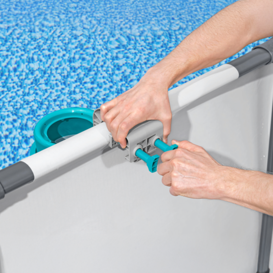 Kit de curatare pentru piscine, Zola®, 5 piese, maner reglabil, 279 cm, plasa colectare, conectare cu pompa de filtrare