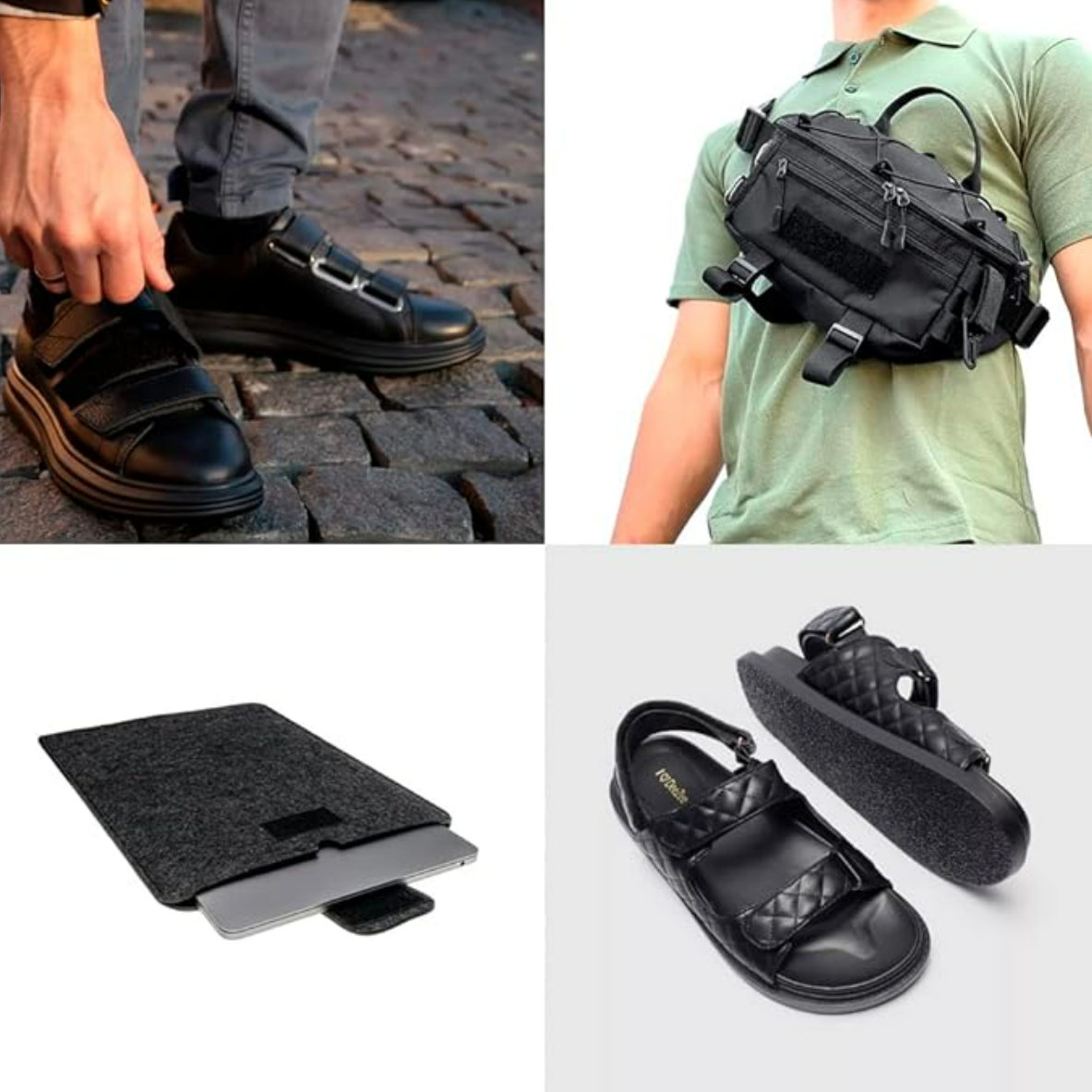 Organizator de cabluri roll-up, Zola®, forma de banda velcro, 5m , negru