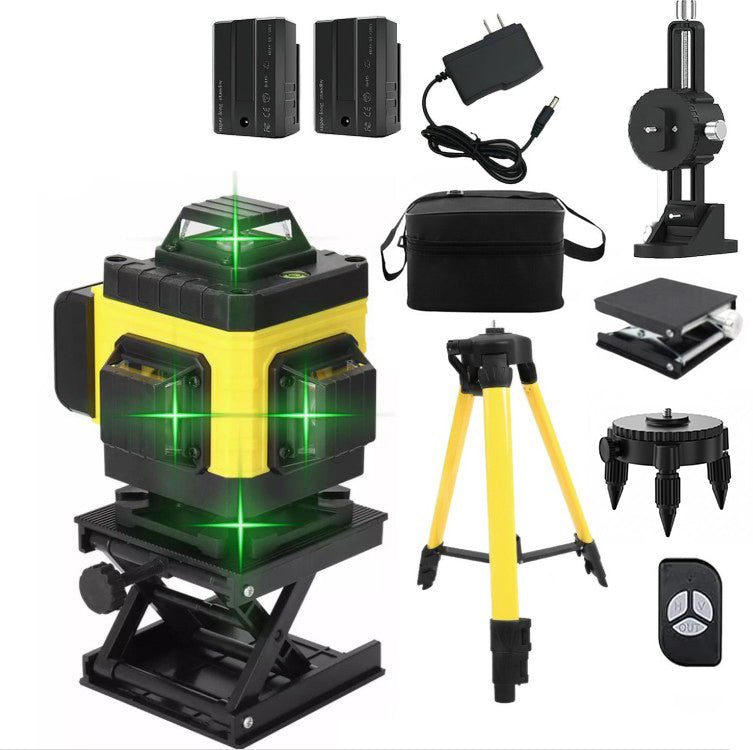 Nivela laser cu trepied si suporturi, Zola, 360° × 4, 532 nm, raza actiune 45 m, reglare inaltime 46-118 cm, IP54, 2 acumulatori, 11 × 11 × 14 cm, negru/galben