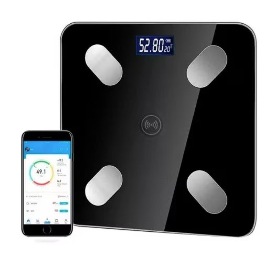 Cantar inteligent digital cu bluetooth, Zola, analiza completa a compozitiei corporale, aplicatie Android/iOS, 180 kg, negru, cu afisaj LED si memorie pentru 8 utilizatori