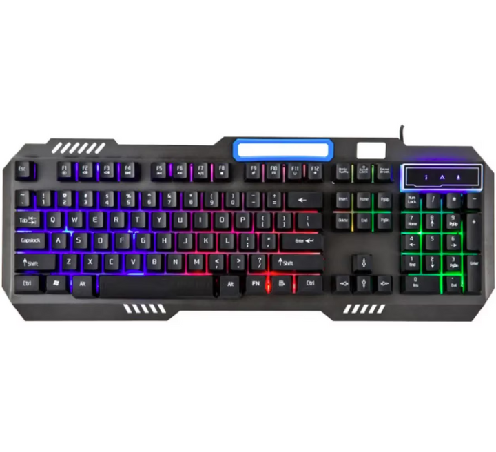 Tastatura gaming, Zola®, iluminare rainbow, LED, impermeabila, orificiu pentru telefonul mobil, lungime cablu 1.5 m, 47x19x3 cm, negru
