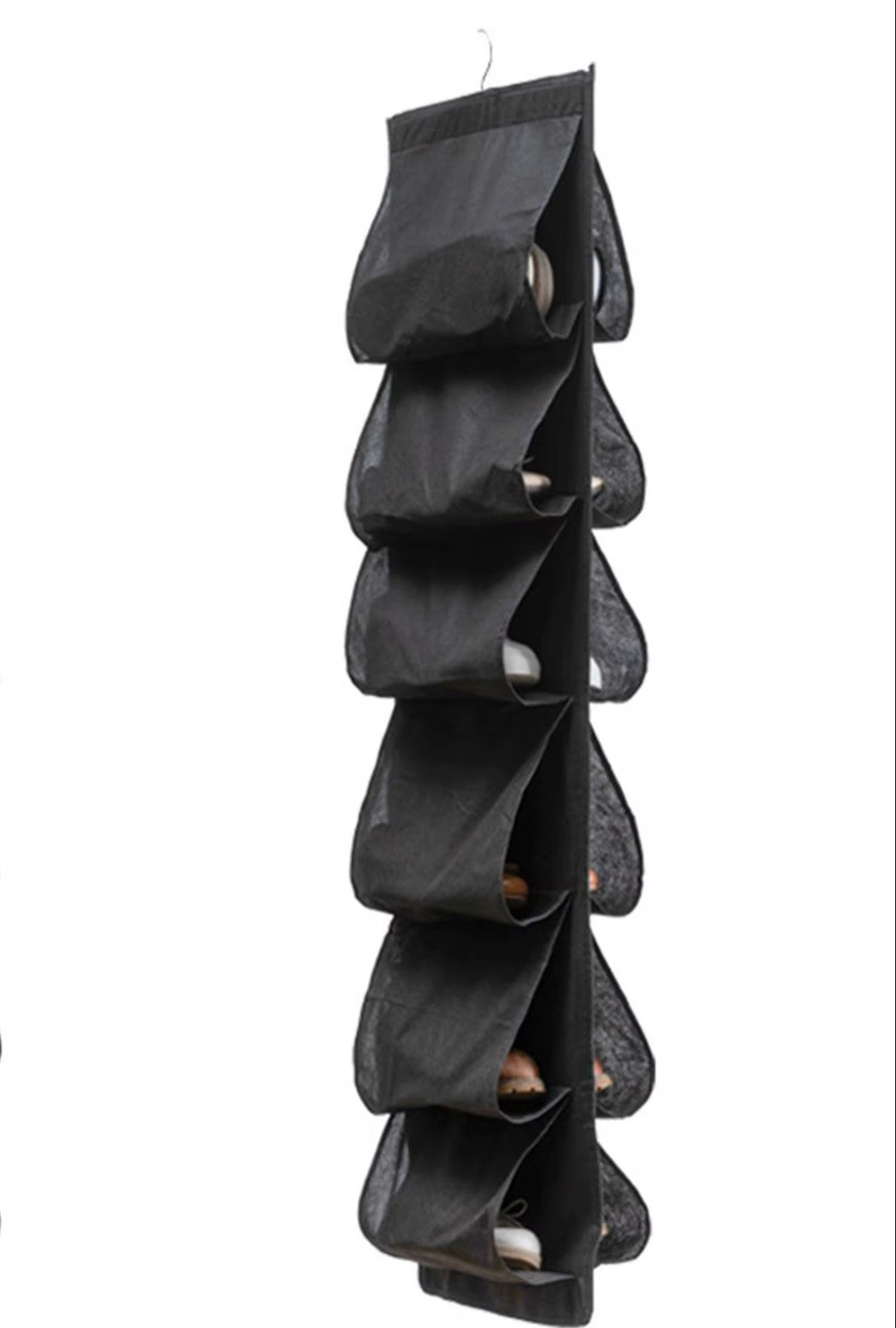 Organizator suspendat pentru pantofi, Zola®,  12 compartimente, agatatoare metalica, 117 x 32 cm, negru