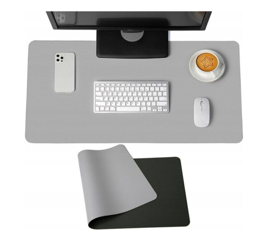 Mouse pad, Zola®, antiderapant, depozitare usoara, piele ecologica, 90x45, negru/gri
