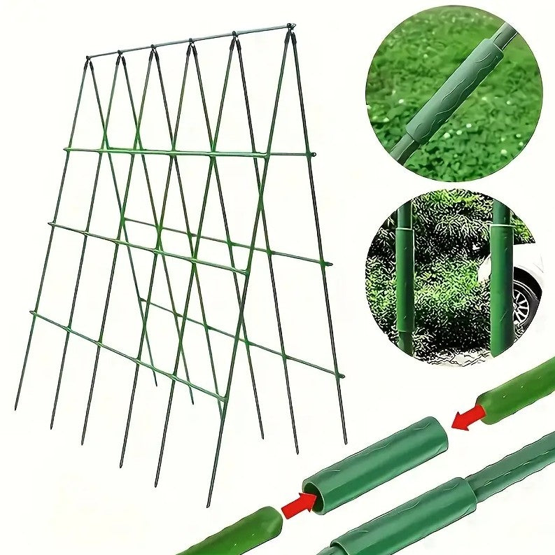 Set suporturi pentru gradina, Zola, 18 araci pentru sustinerea plantelor, lungime 60 cm, diametru 0.8 cm, PVC, accesorii montare incluse, verde