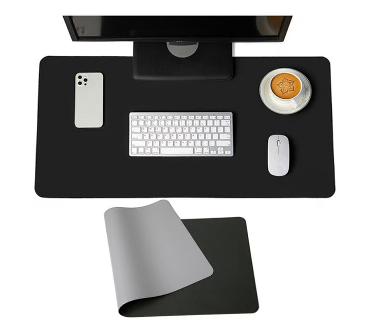 Mouse pad, Zola®, antiderapant, depozitare usoara, piele ecologica, 90x45, negru/gri