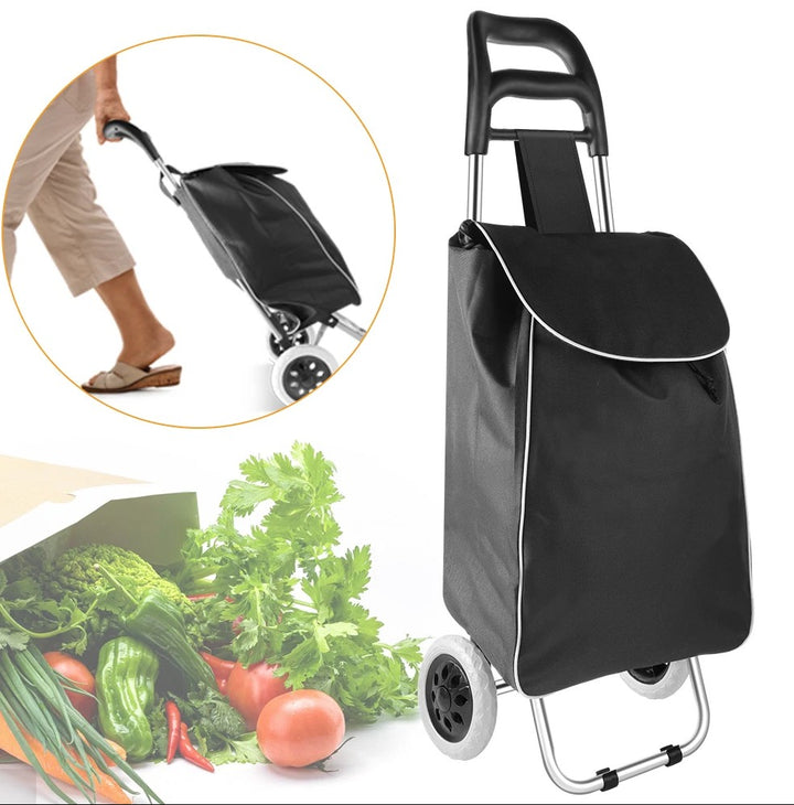 Carucior pentru cumparaturi, Zola®, 37 L, plastic, 55x33x19 cm, negru