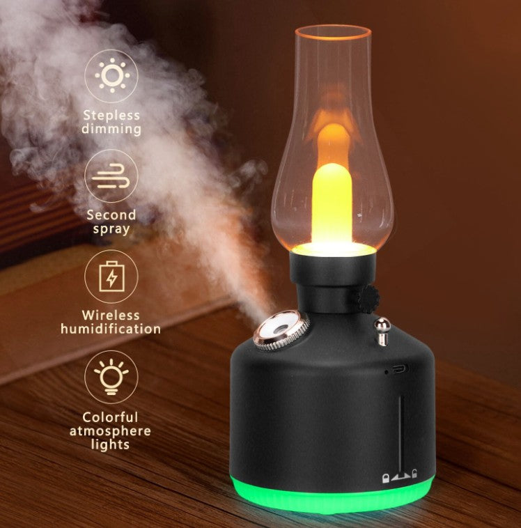 Lampa LED RGB 2 in 1 cu difuzor aromaterapie, Zola, model retro, rezervor 280 ml, 3 moduri functionare, 22 x 9.5 cm, neagra