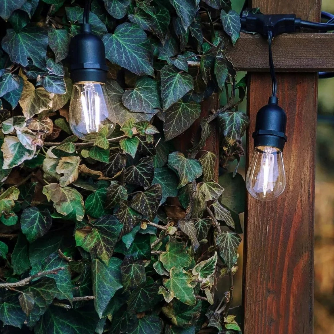 Ghirlanda de exterior 10 becuri LED,  Zola®, 10 m, cablu din cauciuc, neagra