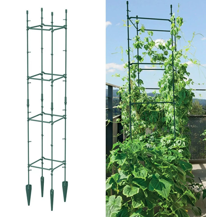 Suport pentru plante si flori, Zola, 4 niveluri, plastic, 21 x 21 x 120 cm, verde