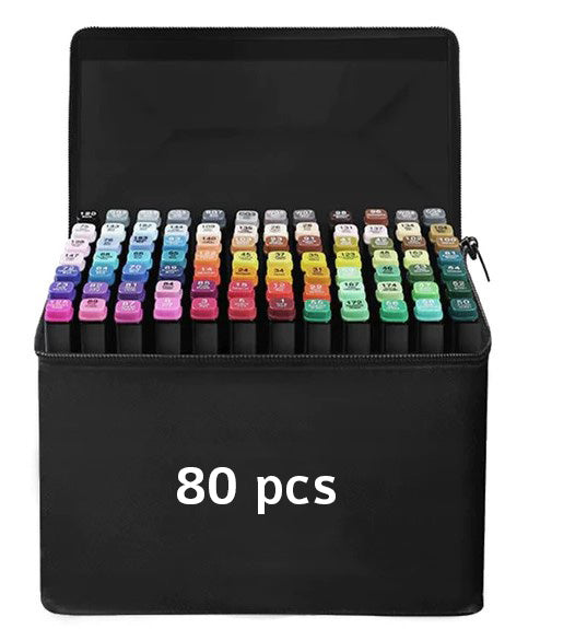 Set 80 markere , Zola®, 2 capete subtire si gros, cu geanta de depozitare, multicolore