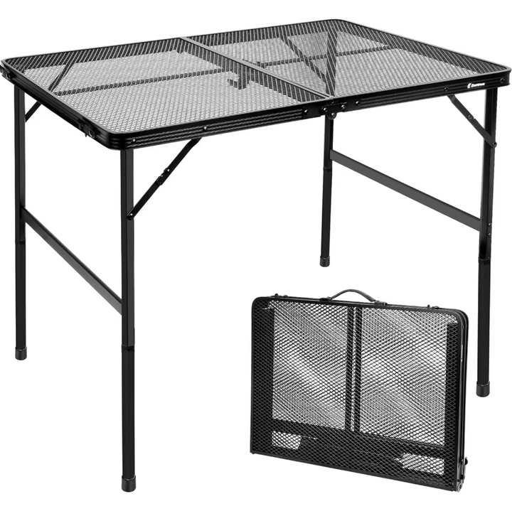 Masa pliabila de camping si gradina, Zola, portabila, cadru din aluminiu, picioare antiderapante, 80 x 40 x 66 cm, neagra