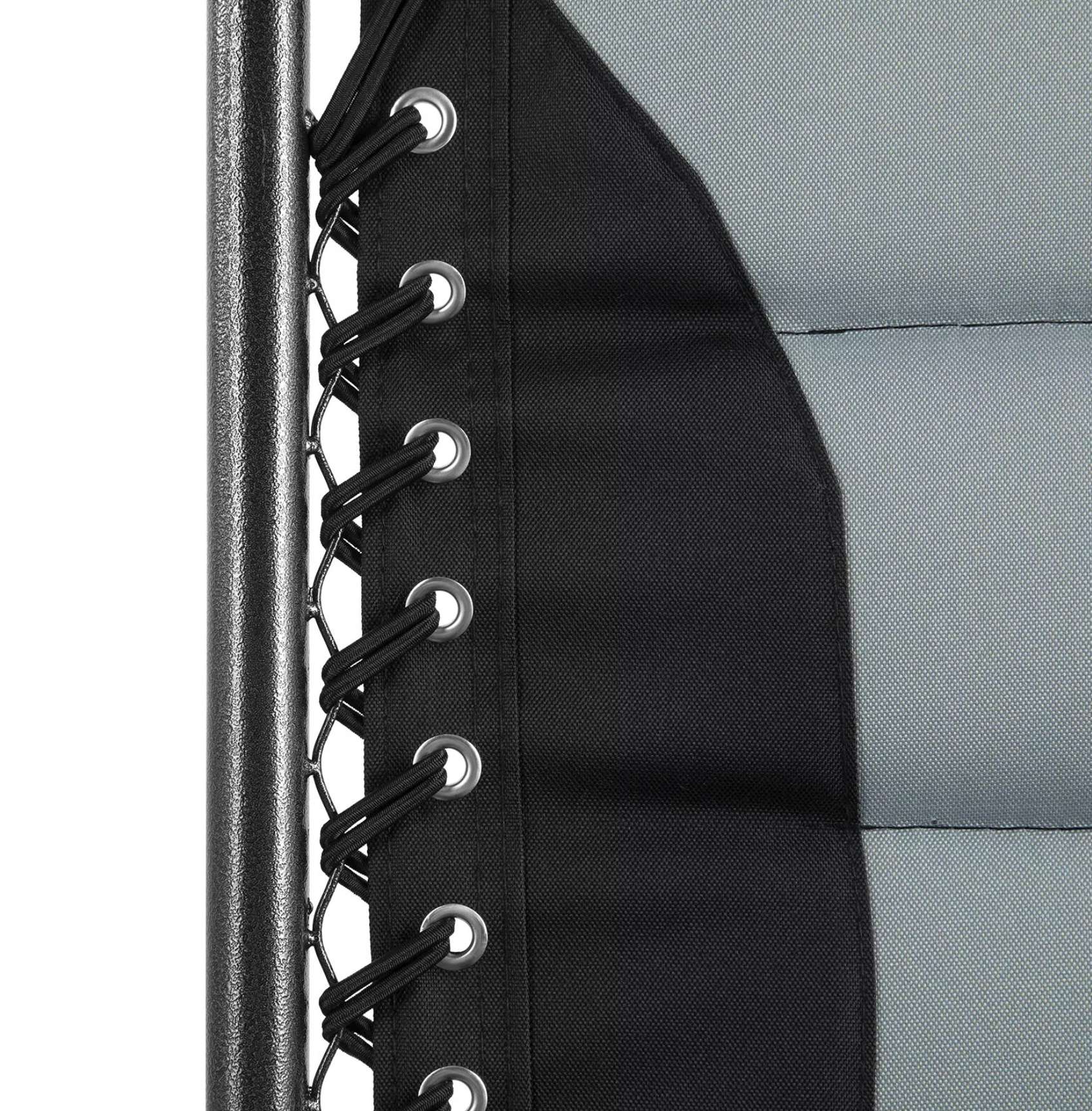 Sezlong de gradina pliabil cu manere, Zola, suport pentru pahar si telefon, perna pentru cap, cadru metalic, 600D  poliester, 173 x 75 cm, negru/gri