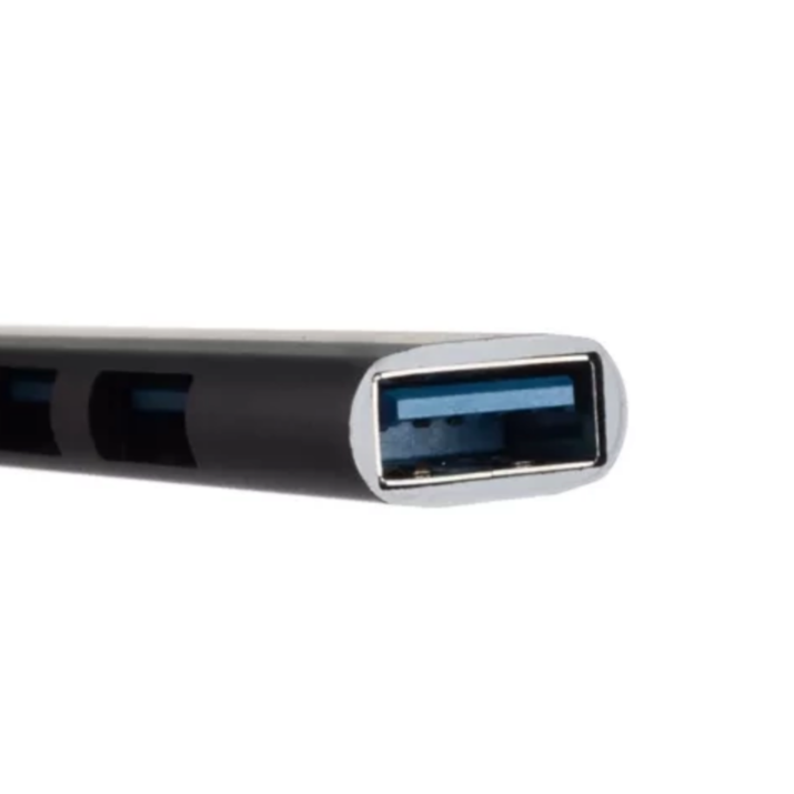 Hub pentru transfer date cu 4 porturi USB, Zola®, 3.0 si 2.0, carcasa aluminiu, gri, 9 x 1.7 x 0.9 cm