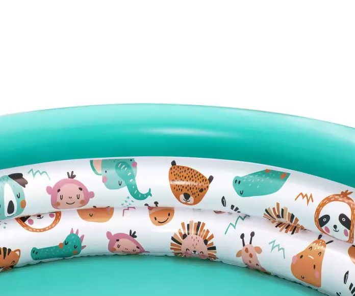 Piscina gonflabila cu 2 inele, Zola®, model marin/safari, 102x25 cm, 101 litri