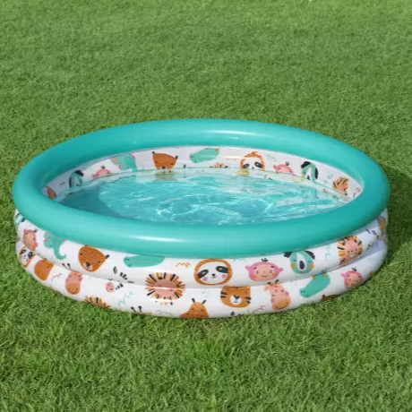 Piscina gonflabila cu 2 inele, Zola®, model marin/safari, 102x25 cm, 101 litri
