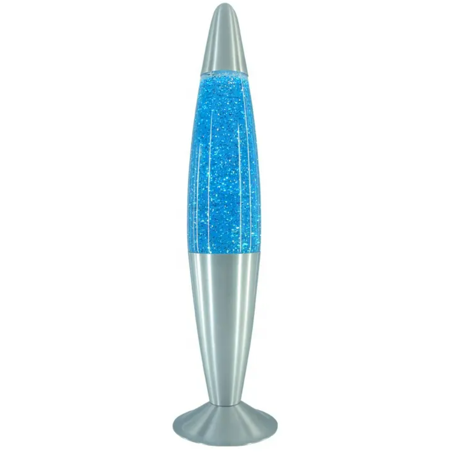 Lampa de noptiera, Zola®, argintie cu Glitter, albastru, 34.5x9 cm