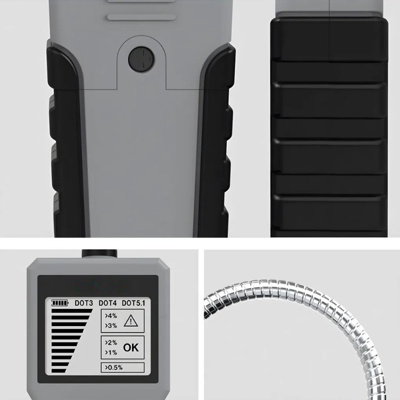 Tester auto pentru verificarea calitatii lichidului de frana, Zola, cu sonda, compatibil DOT 3/4/5.1, afisaj LCD, alimentare baterii, 15.6 x 5.5 x 2.4 cm, gri
