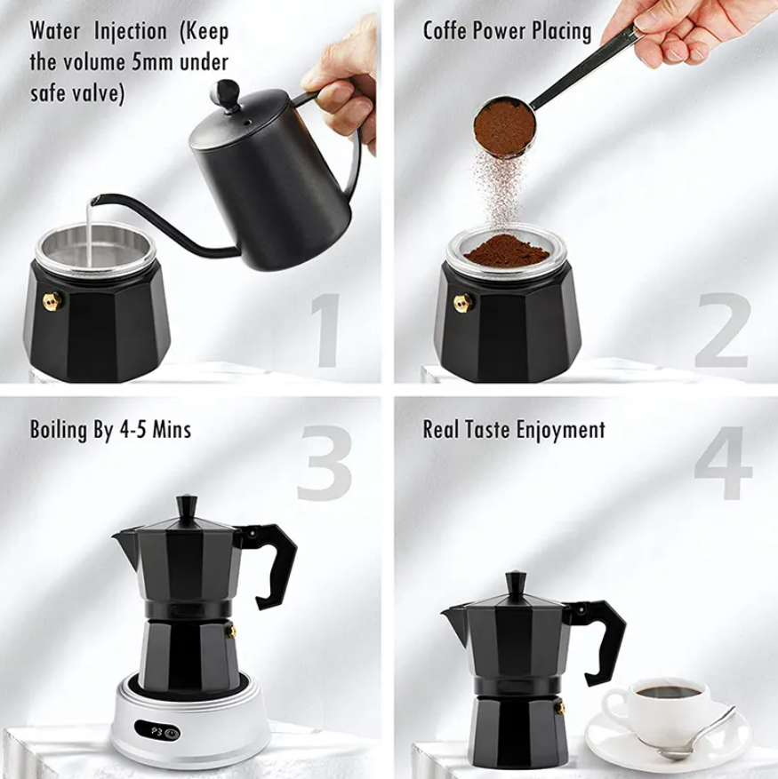 Filtru de cafea, Zola®, din aluminiu, cu maner, 150 ml, pentru 3 cesti, negru