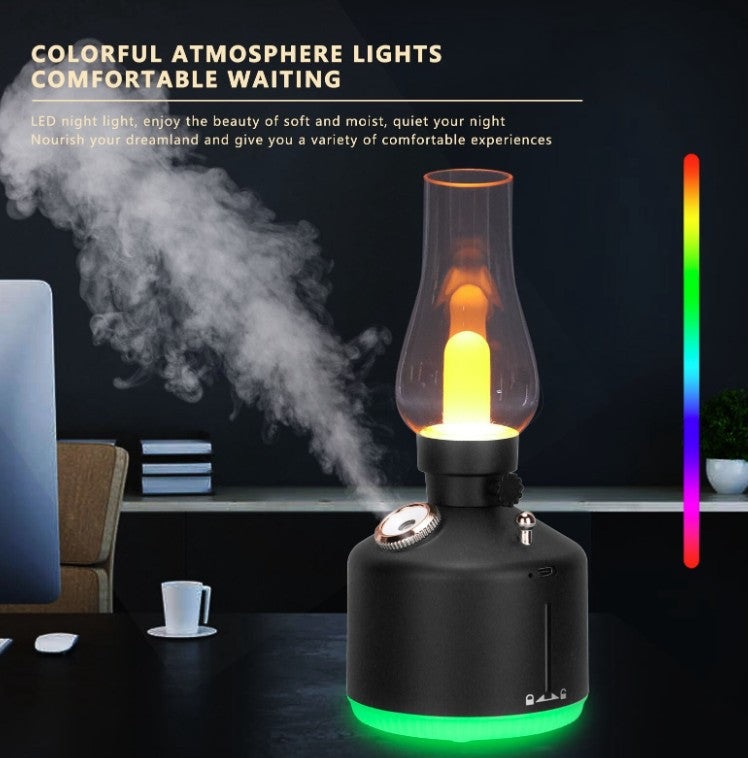 Lampa LED RGB 2 in 1 cu difuzor aromaterapie, Zola, model retro, rezervor 280 ml, 3 moduri functionare, 22 x 9.5 cm, neagra