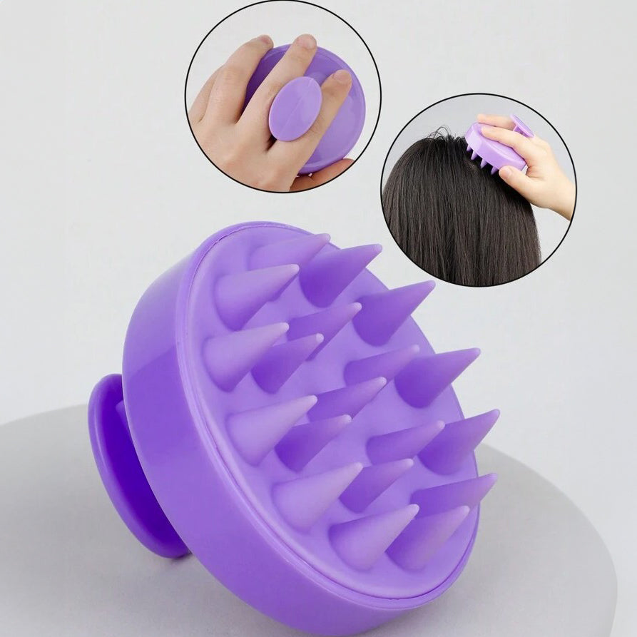 Perie pentru masaj capilar, Zola®, din silicon, mov, 8x6.5 cm