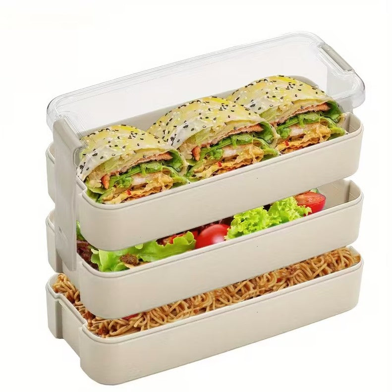 Cutie pranz 3 compartimente, Zola®, 900ml, include lingura si furculita, din plastic, 17.5x11.5 cm, bej