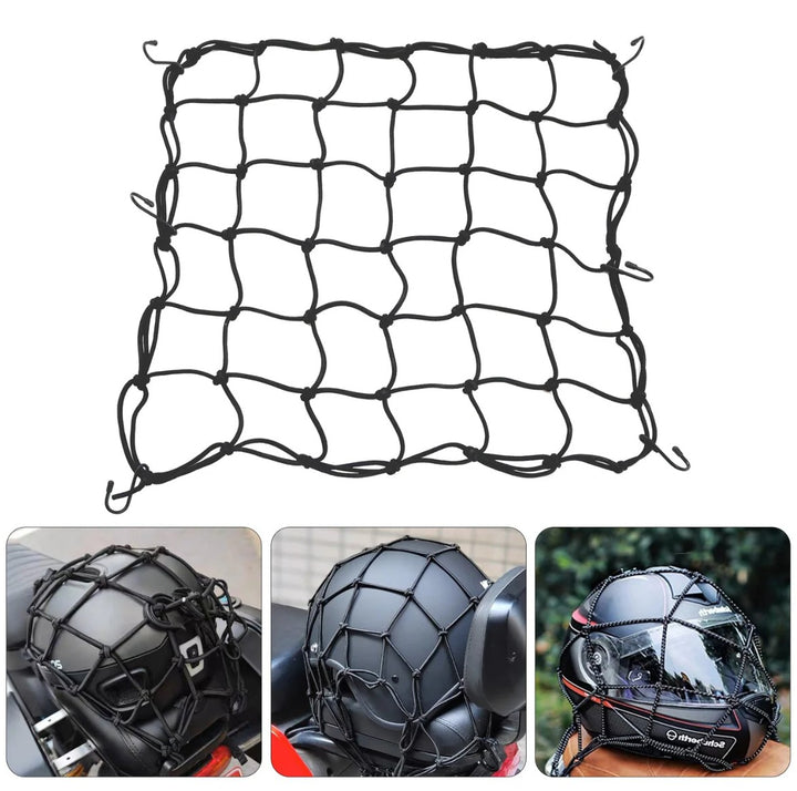 Plasa bagaje pentru motocicleta, Zola, 30 x 30 cm, cu 6 carlige, multifunctionala, neagra