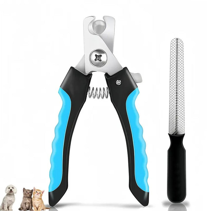 Set cleste de unghii si pila pentru caini si pisici, Zola, maner antiderapant si ergonomic, otel inoxidabil, negru/albastru