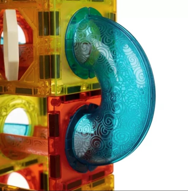 Joc interactiv de construit magnetic, Zola®, 75 elemente luminose, bilute colorate, roller coaster, educativ si creativ, plastic, multicolor