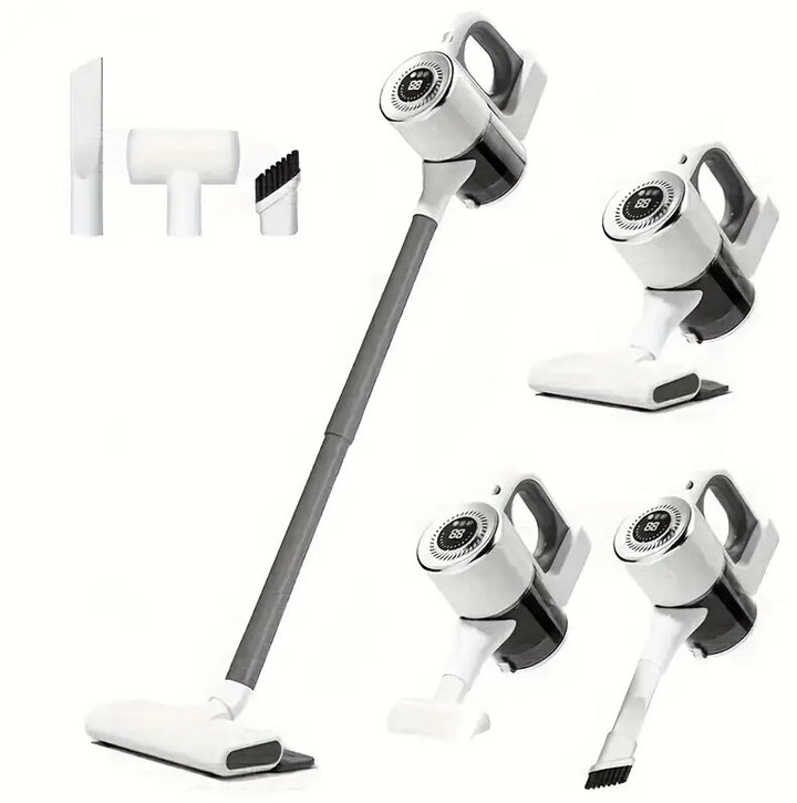 Aspirator vertical fara fir 2 in 1, Zola, 100W, filtru HEPA, rezervor praf 880 ml, 4 duze, cu laveta, alb/gri