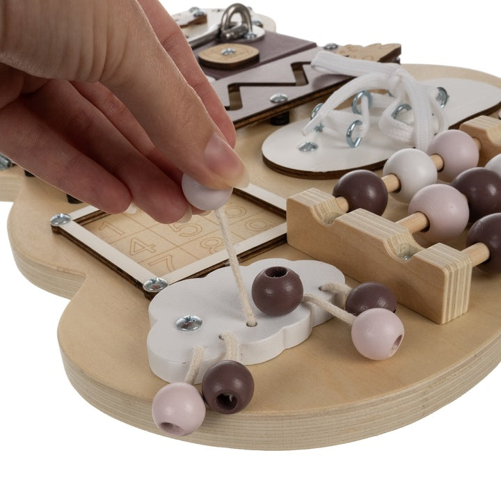 Placa senzoriala busy board, Zola®, dezvoltarea motricitatii fine, Montessori, ursulet,  39 x 29.7 x 9 cm