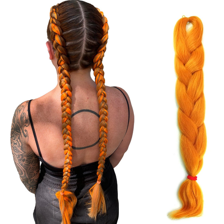 Extensie de par sintetic pentru impletituri, Zola®, portocalii, 60 cm
