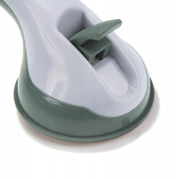 Maner de spijin pentru baie si dus, Zola, ajutor ideal pentru suport suplimentar, fixare ventuze cu vid, diametru ventura 9.5 cm, ABS, 29 x 10 cm, alb/gri