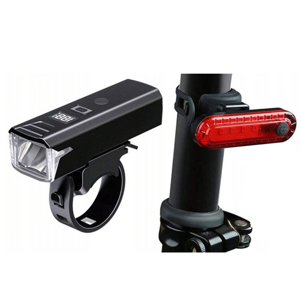 Set lumini pentru bicicleta fata-spate, Zola, 4 moduri de iluminare, LED alb-rosu, 400/120 lm, ABS, 650 mAh, rezistente la apa, reincarcabila