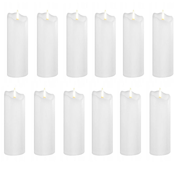 Set 12 lumanari decorative cu LED, Zola, buton ON/OFF, lumina calda, 15.5x5 cm, alb