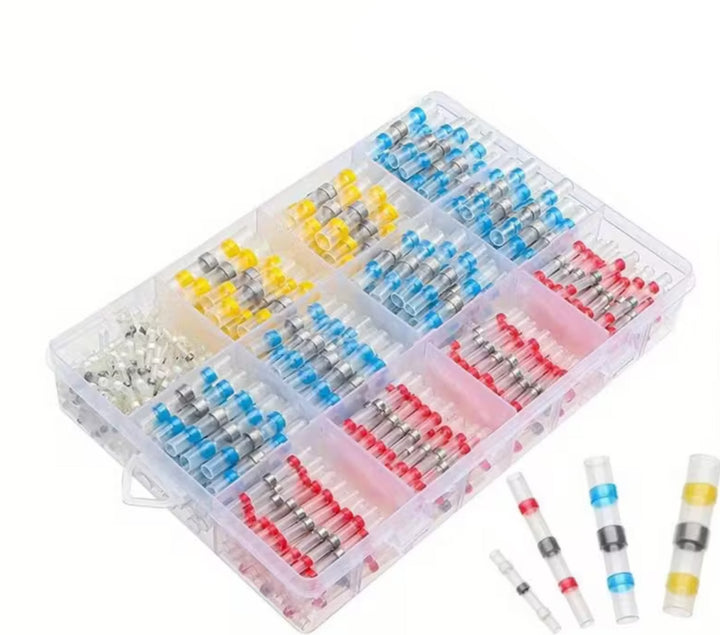 Set 150 conectori termocontractibili cu tabla, Zola, etansare si lipire conductori electrici, multicolor