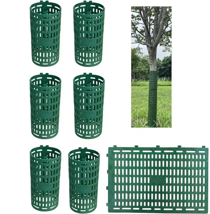 Set 6 protectii trunchi copaci, Zola, cu ventilatie, material flexibil, rezistente la intemperii, clipsuri fixare, polipropilena, 330 x 200 mm