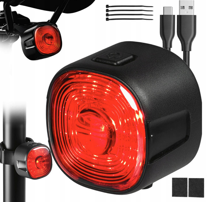 Stop bicicleta LED, Zola, 17 LED-uri, 6 moduri iluminare, USB-C, IP66, montare sub sa sau pe tija