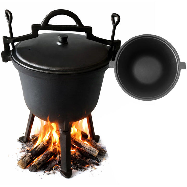 Ceaun din fonta, Zola, 7 L, cu 3 picioare, capac inclus, 37.5 x 46.5 cm, negru