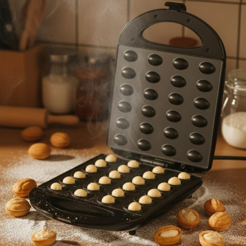 Aparat pentru preparat coji de nuci, Zola,  placi neaderente, 1600W, indicator luminos, 24 forme, 26 x 32 x 9 cm